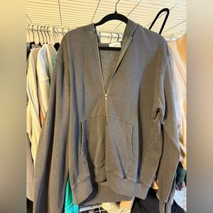 Joah Brown Washed Charcoal Oversized Zip Hoodie